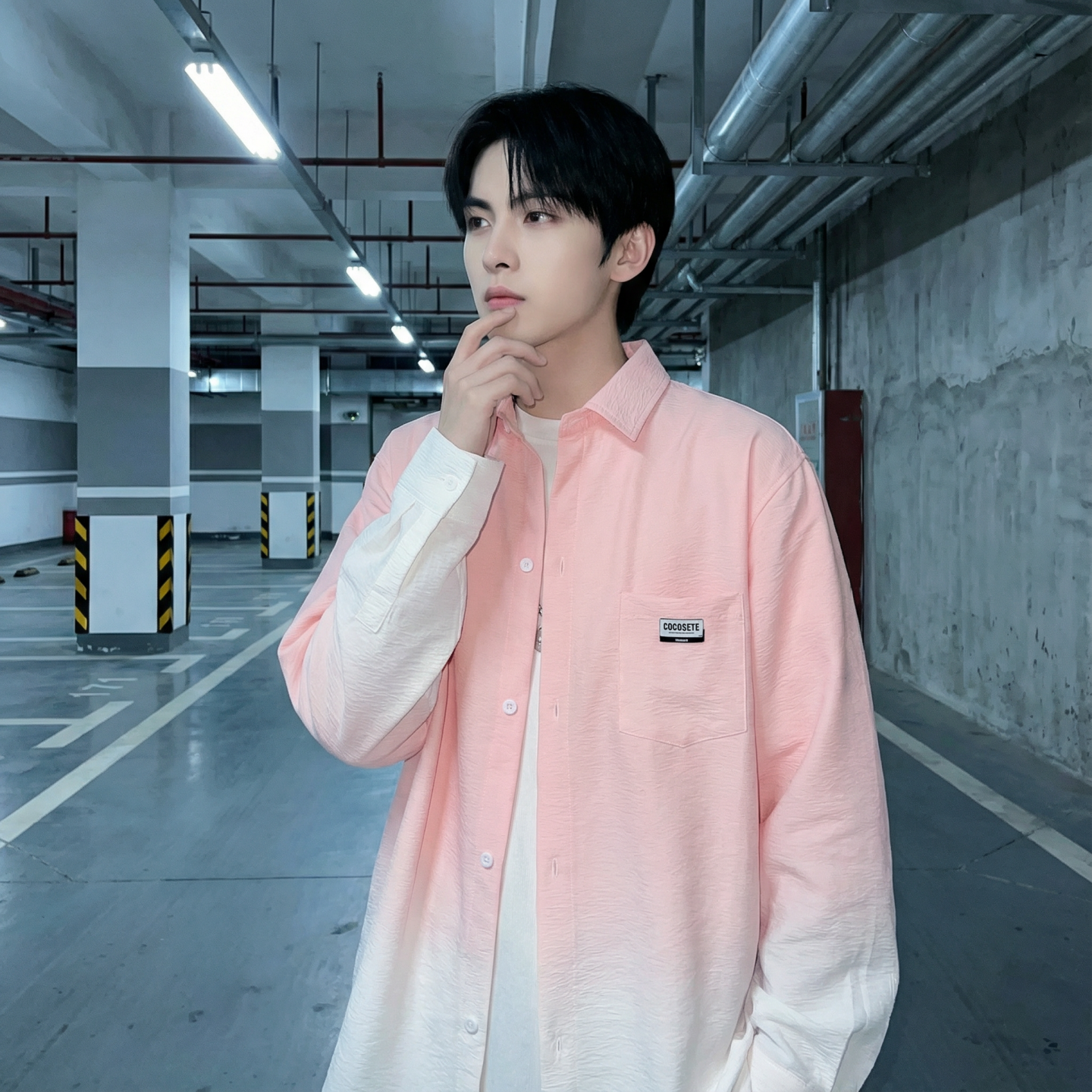 2026现货渐变长袖衬衫水洗褶皱宽松潮流休闲衬衣DS651-P58，男装衬衫，星座1017