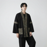 现货春秋风蟒纹印花拼接男士道袍汉服D3206-P78，男装民族服装，星座1017