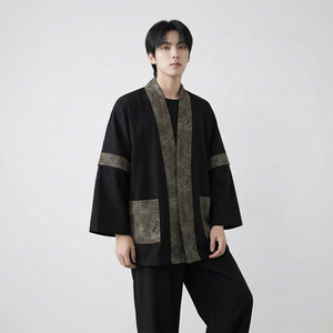 现货 春秋风蟒纹印花拼接男士道袍汉服 D3206-P78图片