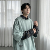 现货2026春款假两件卫衣衬衫领复古vibe格子美式外套A5613-P65，男装衬衫，星座1017