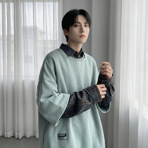 现货 2026春款假两件卫衣衬衫领复古vibe格子美式外套  A5613-P65图片