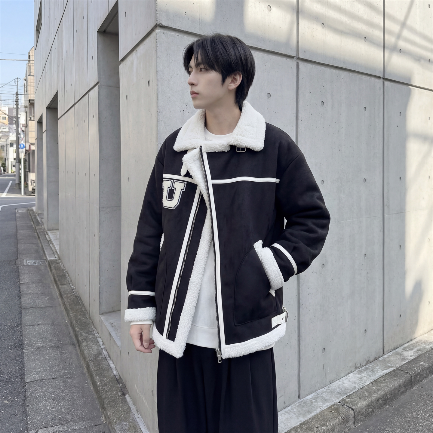 现货皮毛一体外套冬季校园宽松棉服潮男大码棉衣4725-P115,男装棉衣,星座1017