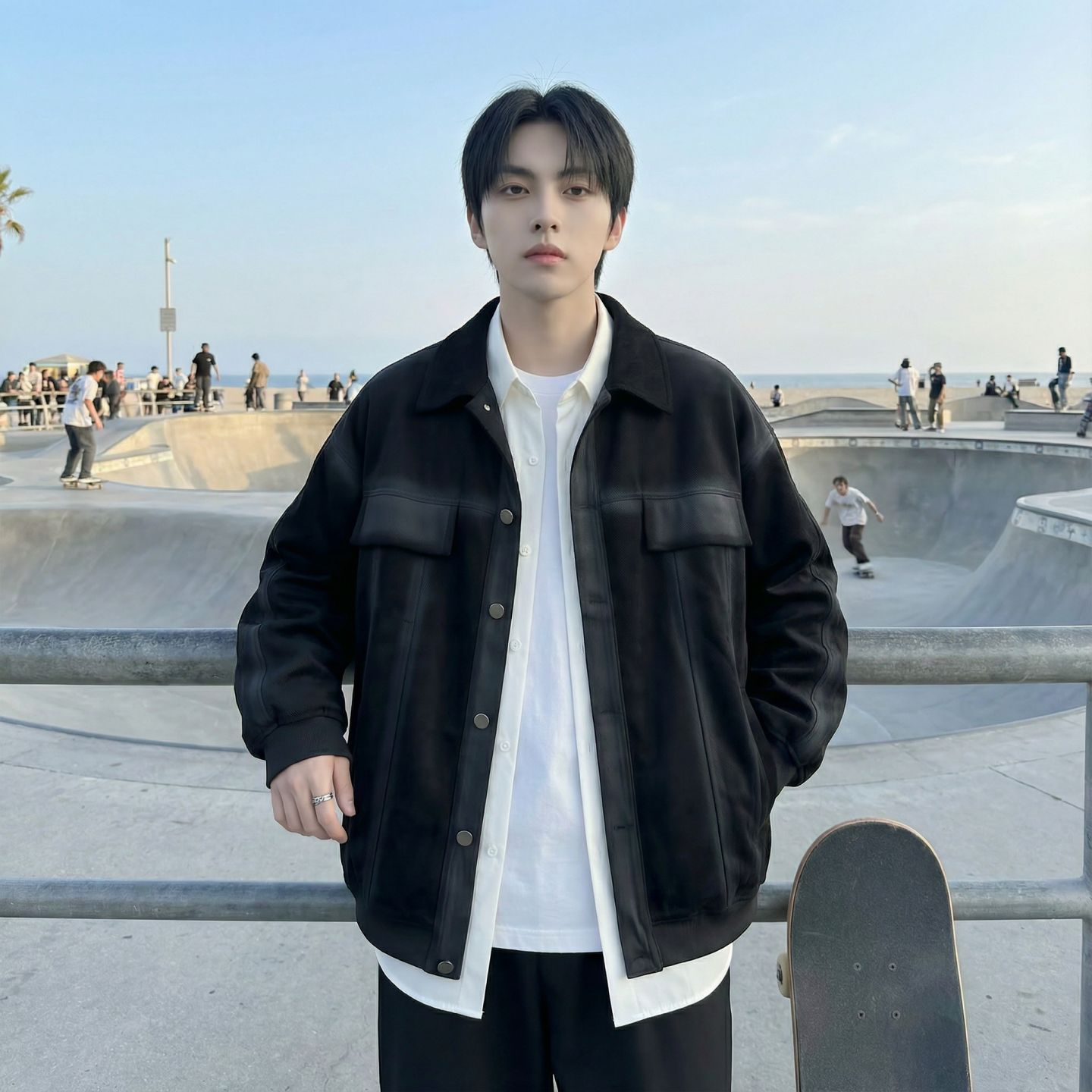 现货2026春季工装休闲夹克高级感牛仔外套JK11-P100，男装工装外套，星座1017