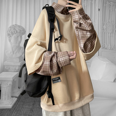 现货 2026春款假两件卫衣衬衫领复古vibe格子美式外套  A5613-P65