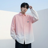 2026现货渐变长袖衬衫水洗褶皱宽松潮流休闲衬衣DS651-P58，男装衬衫，星座1017