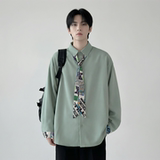 现货长袖衬衫男潮流带领带帅气港风高级感情侣衬衣FA32-P55，男装衬衫，星座1017