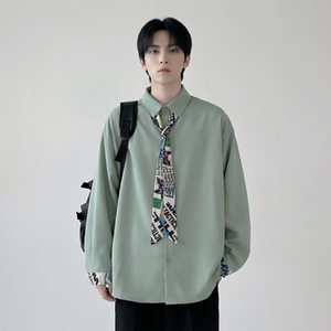 现货长袖衬衫男潮流带领带帅气港风高级感情侣衬衣 FA32-P55，男装衬衫，星座1017