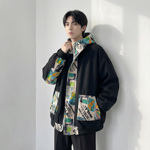 现货春款潮流涂鸦拼接夹克开衫连帽外套 WT23-P75 控96图片