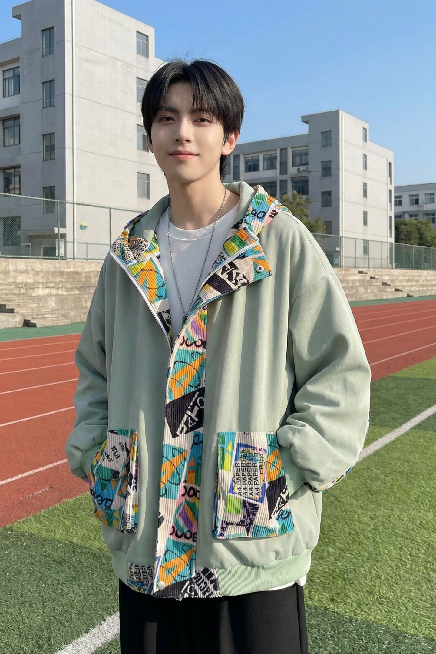 现货春款潮流涂鸦拼接夹克开衫连帽外套WT23-P75控96,男装夹克,星座1017