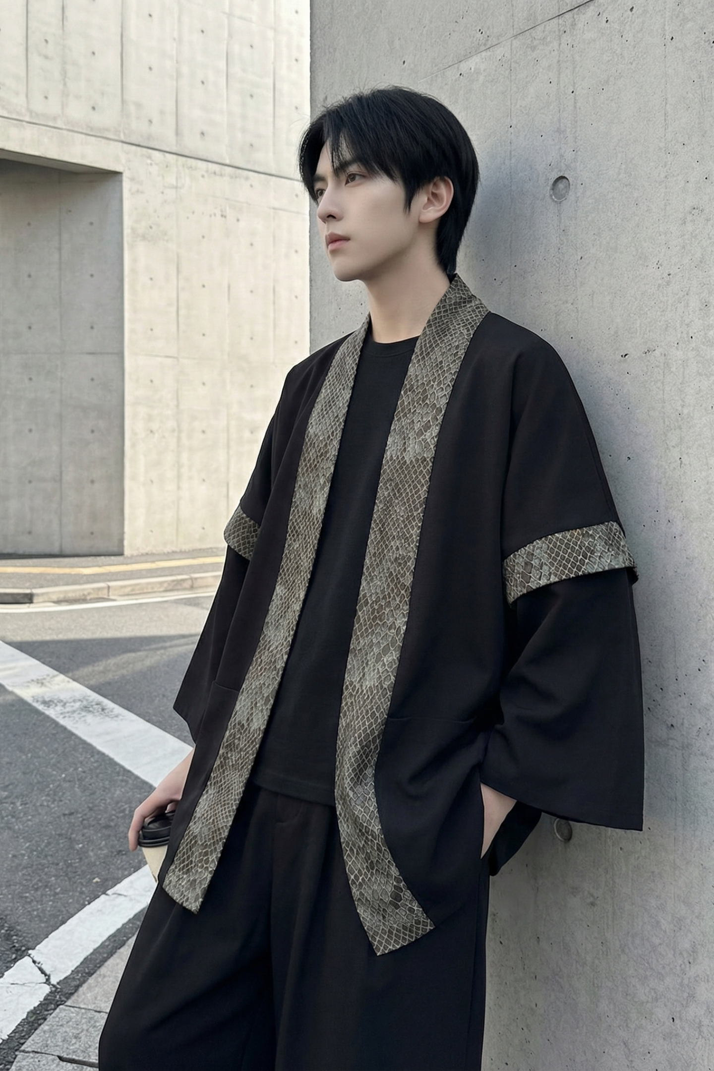 现货春秋风蟒纹印花拼接男士道袍汉服D3206-P78,男装民族服装,星座1017
