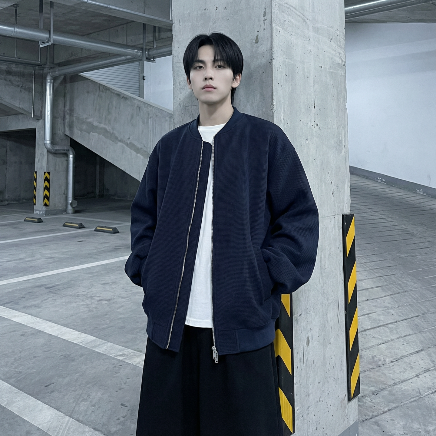 现货2026日系痞帅华夫格宽松休闲棒球立领夹克衫外套NK828-P89，男装夹克，星座1017