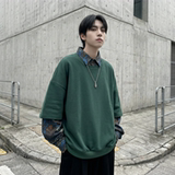 现货慵懒假两件衬衫领卫衣日系情侣碎花上衣A881-P65，男装衬衫，星座1017