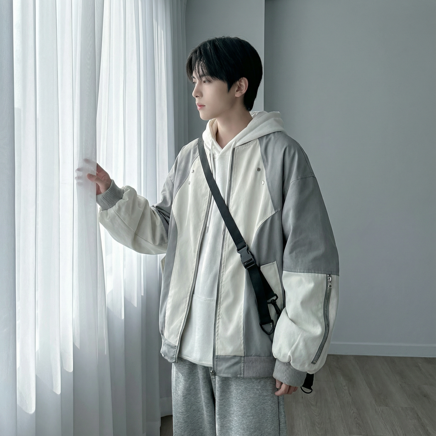 现货休闲百搭撞色拼接棒球服美式复古夹克JK830-P80，男装夹克，星座1017