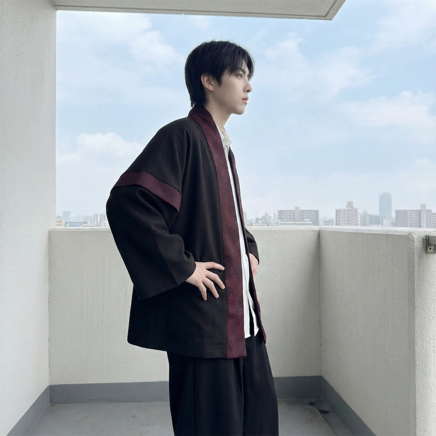 现货春秋风蟒纹印花拼接男士道袍汉服D3206-P78,男装民族服装,星座1017