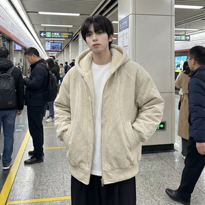 现货加绒加厚外套男潮重磅帆布水洗棉服夹克Y307-P138,男太阳镜搭配什么帽子图片