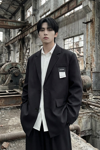 现货休闲西服男春秋宽松大码潮高级感痞帅外套西装 JK342-P98图片