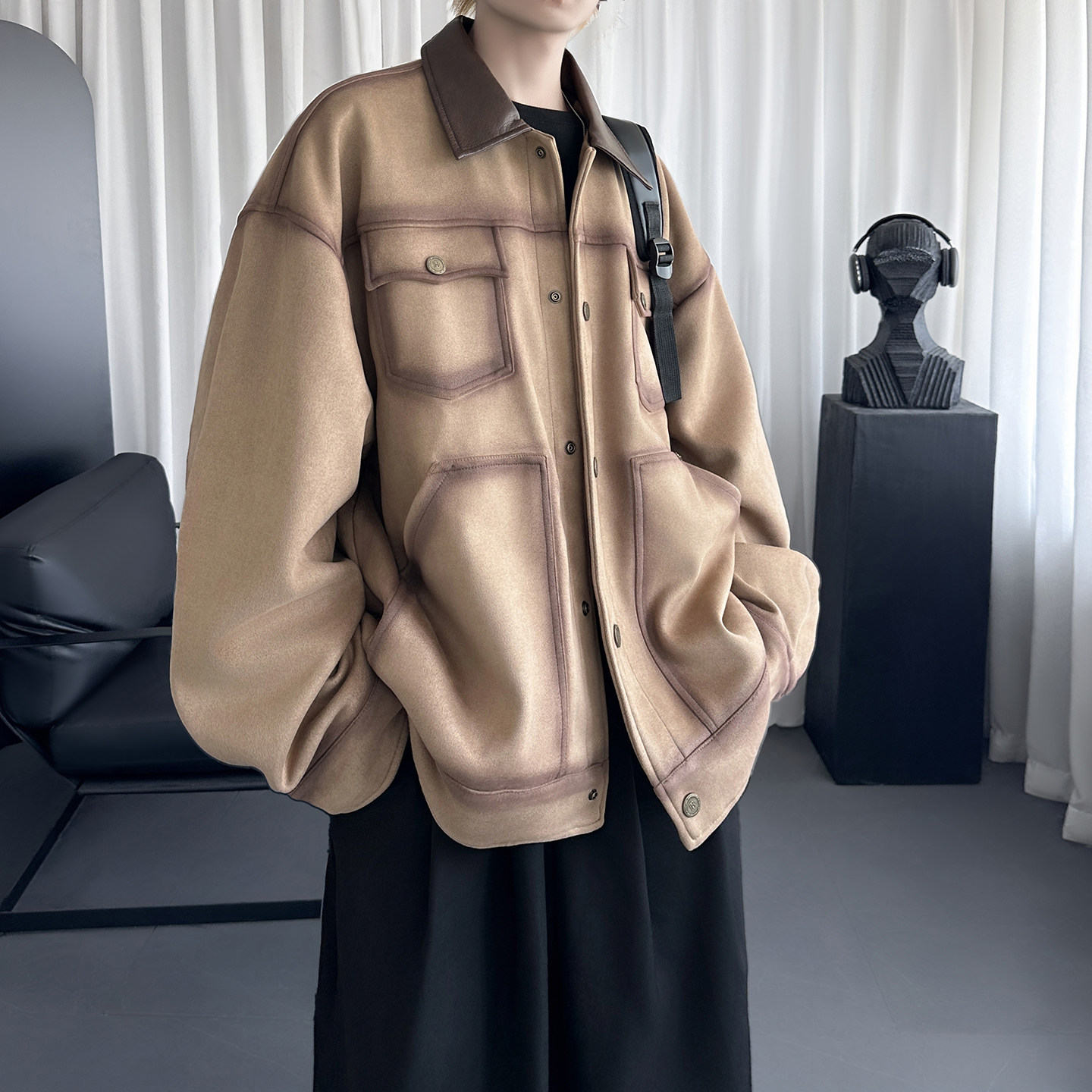 复古工装夹克外套男款秋季美式美拉德潮牌宽松外套女Q2086-P118,男装夹克,星座1017