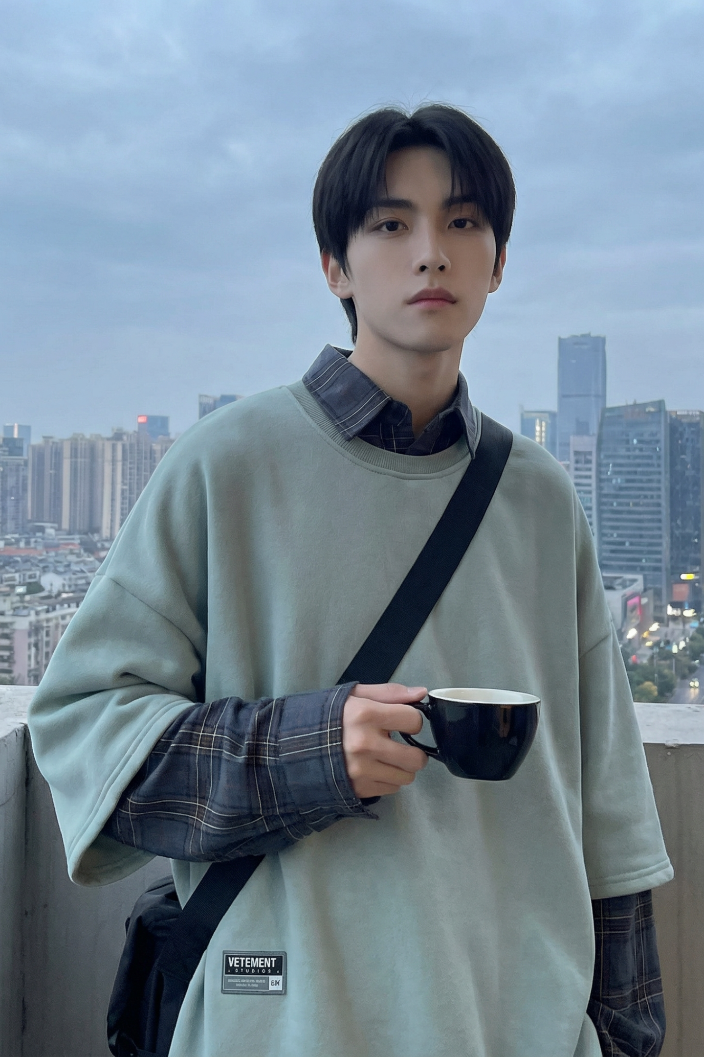 现货2026春款假两件卫衣衬衫领复古vibe格子美式外套A5613-P65,男装衬衫,星座1017