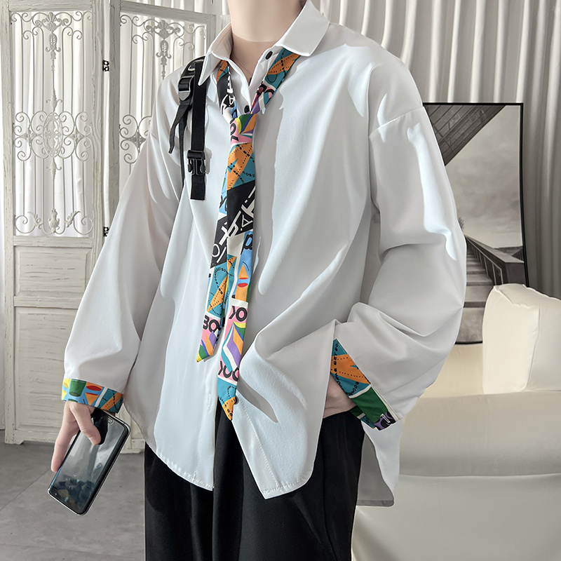 长袖衬衫男潮流帅气港风高级感情侣衬衣FC32-P55，男装衬衫，星座1017