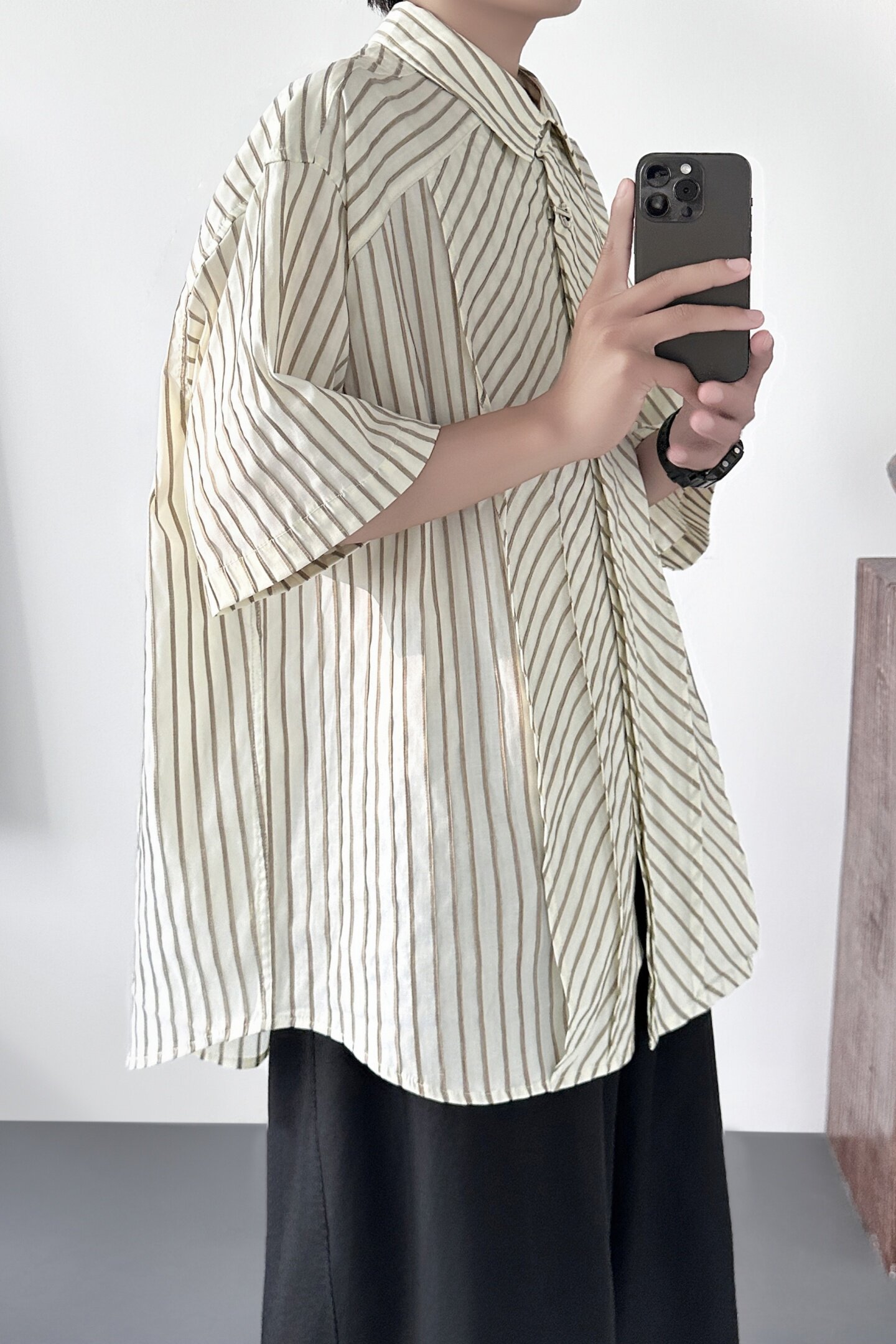 条纹衬衫男款短袖超好看休闲衬衣韩版潮牌上衣AS208-P58,男装T恤,星座1017