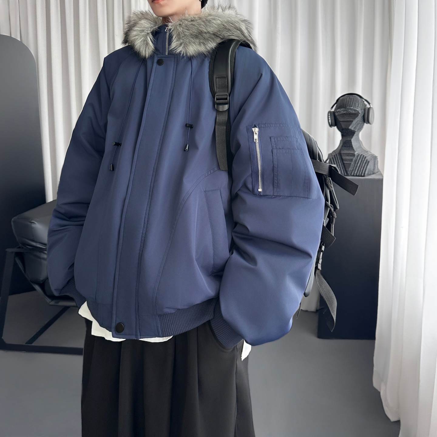 冬季新款韩版宽松加厚保暖派克服工装外套 M7506-P148