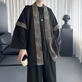 现货春秋风蟒纹印花拼接男士道袍汉服D3206-P78，男装民族服装，星座1017