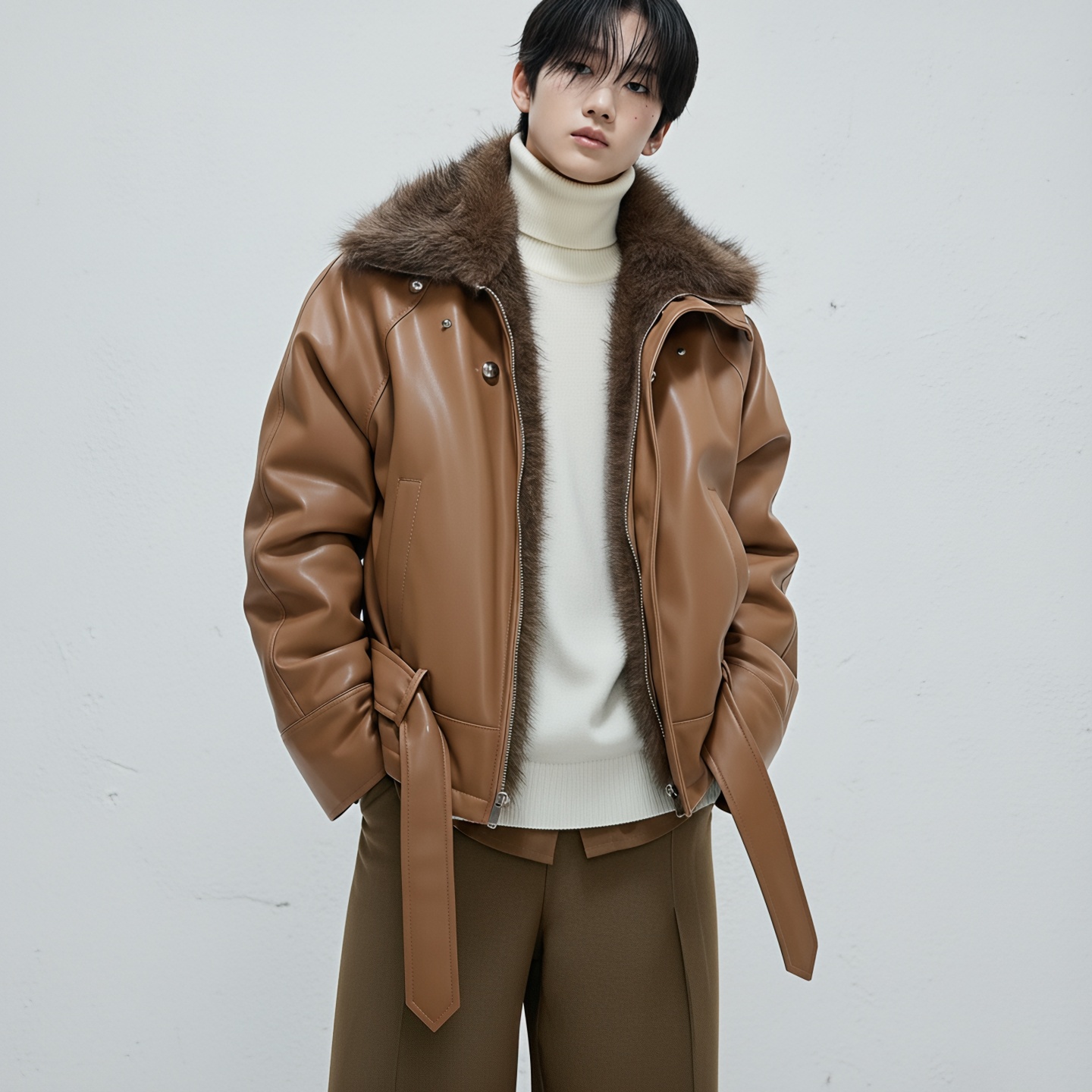 解构仿狼毛毛领加厚棉服外套冬季铆钉高领短款皮衣MY1966-P148,男装皮衣,星座1017 解构仿狼毛毛领加厚棉服外套冬季铆钉高领短款皮衣MY1966-P148,男装皮衣,星座1017