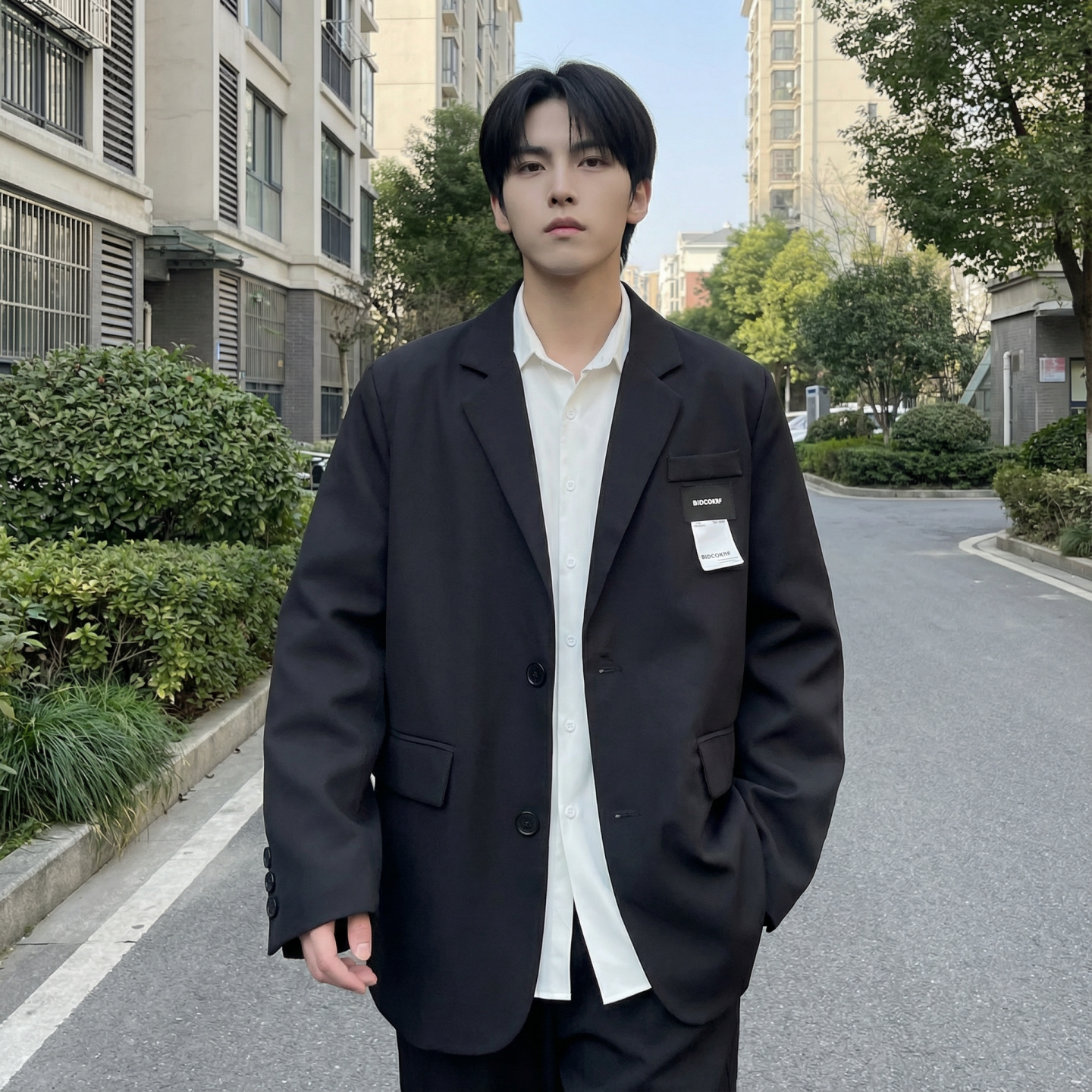 现货休闲西服男春秋宽松大码潮高级感痞帅外套西装 JK342-P98,男装,休闲西服,淘宝优惠券,粉丝福利购,淘宝优惠卷