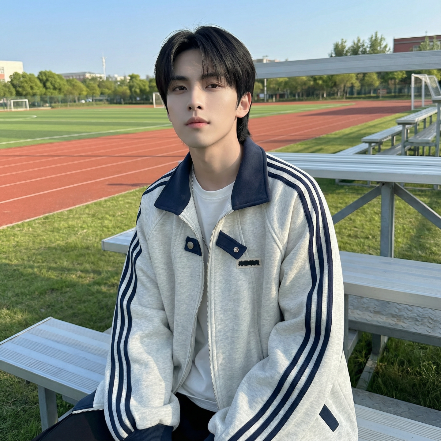 现货2026三条杠翻领夹克男宽松休闲运动外套现货R238-P68,男装夹克,星座1017