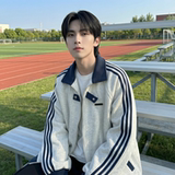 现货2026三条杠翻领夹克男宽松休闲运动外套现货R238-P68，男装夹克，星座1017