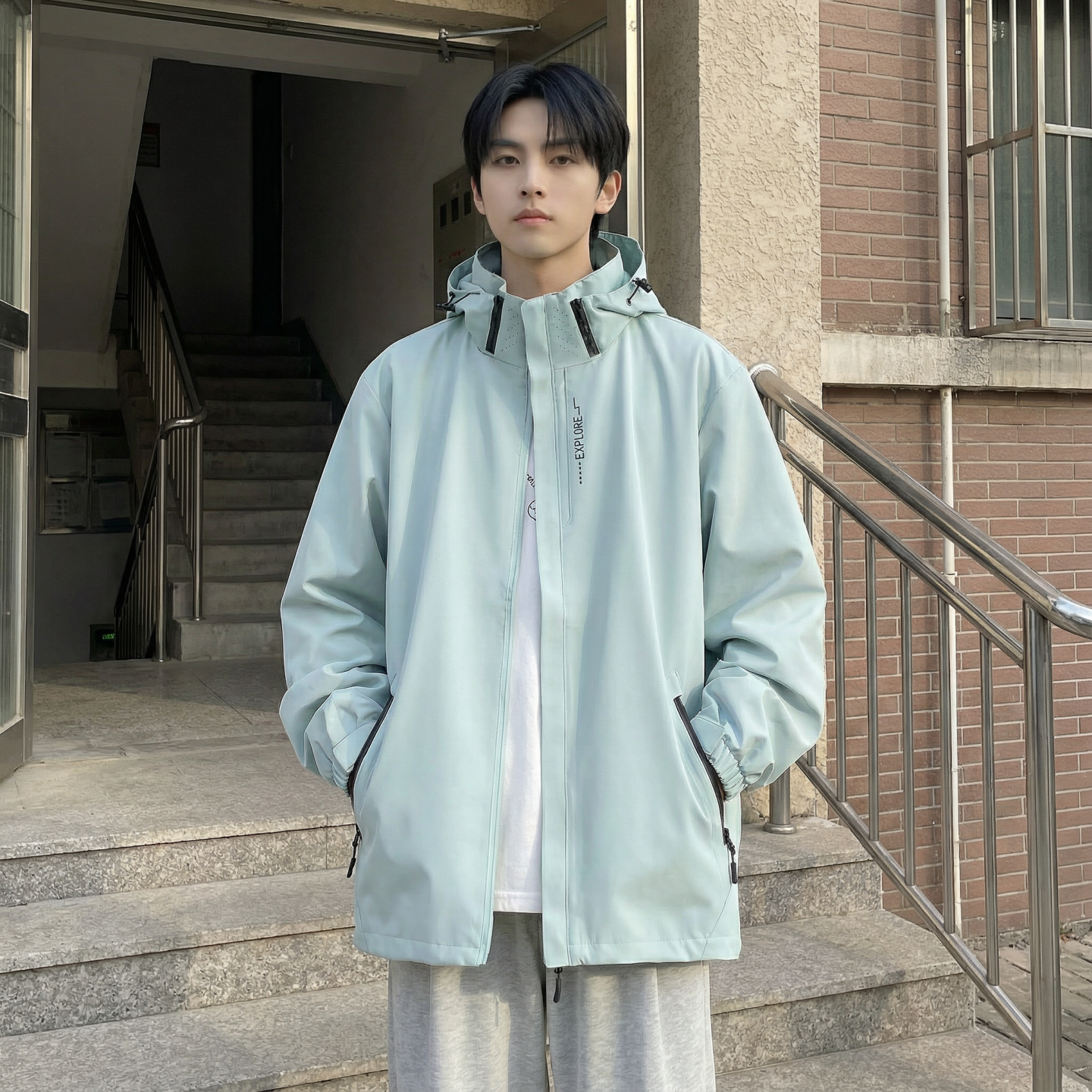 2026春款流行冲锋衣工装连帽美式高街休闲外套AK03-P68，男装夹克，星座1017