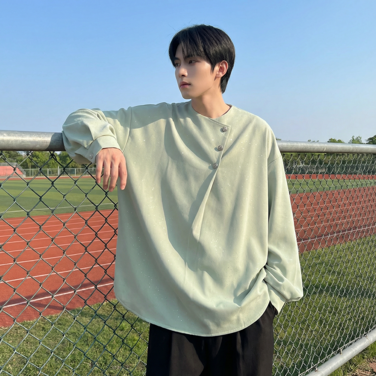 现货新中式痞帅衬衣高级感小香风衬衫微闪潮流痞帅衬衣A903-P68，男装衬衫，星座1017