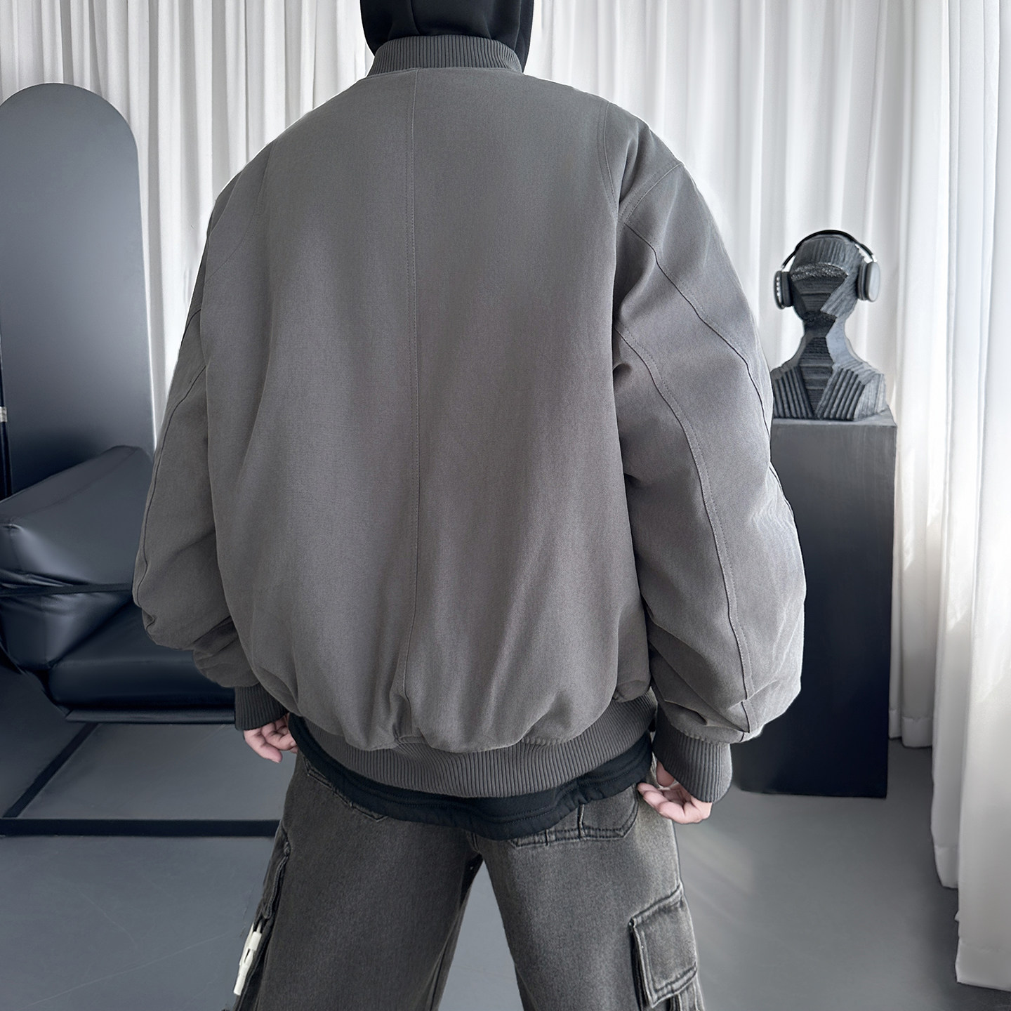 美式工装拉链加厚棉衣男宽松bomber飞行服外套帆布D5101-P128,男装棉衣,星座1017
