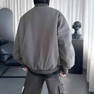 美式工装拉链加厚棉衣男宽松bomber飞行服外套帆布 D5101-P128图片