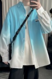 现货渐变长袖衬衫水洗褶皱宽松潮流休闲衬衣DS651-P58，男装衬衫，星座1017