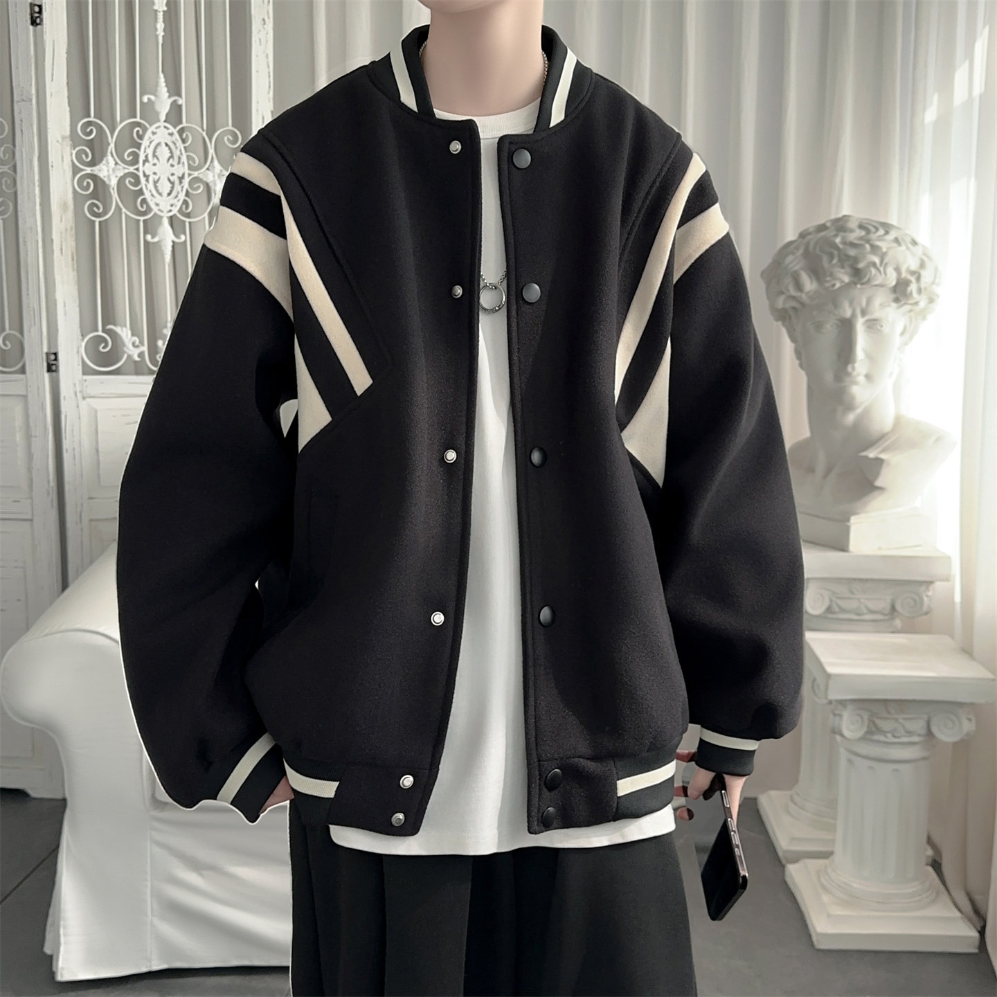 现货 春季撞色美式复古夹克情侣棒球服流行外套 Y0023-P88 控118图片