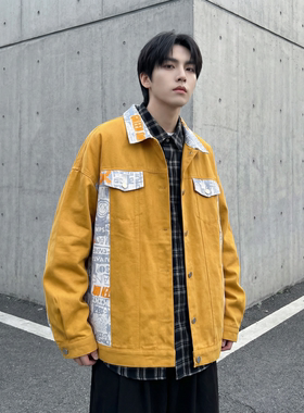 现货 2026春季痞帅拼接设计感翻领夹克高级感潮流外套  J24-P75