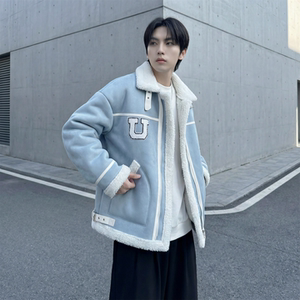 现货 皮毛一体外套冬季校园宽松棉服潮男大码棉衣 4725-P115图片