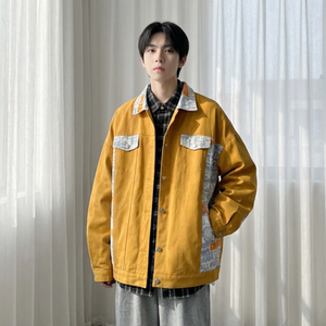 现货 2026春季痞帅拼接设计感翻领夹克高级感潮流外套 J24-P75，男装夹克，星座1017