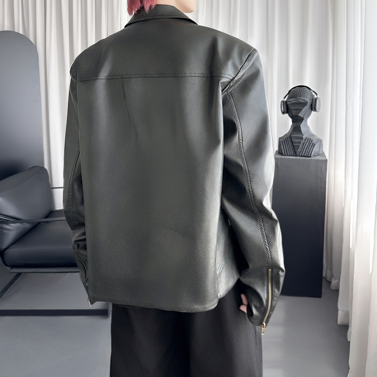 美式复古皮衣外套男秋季cleanfit垫肩机车夹克D3043-P138,男装夹克,星座1017