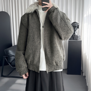 毛领棉服解构boxy外套冬季男女复古重磅bomber夹克棉 D6202-P138图片