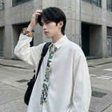 现货长袖衬衫男潮流带领带帅气港风高级感情侣衬衣FA32-P55，男装衬衫，星座1017