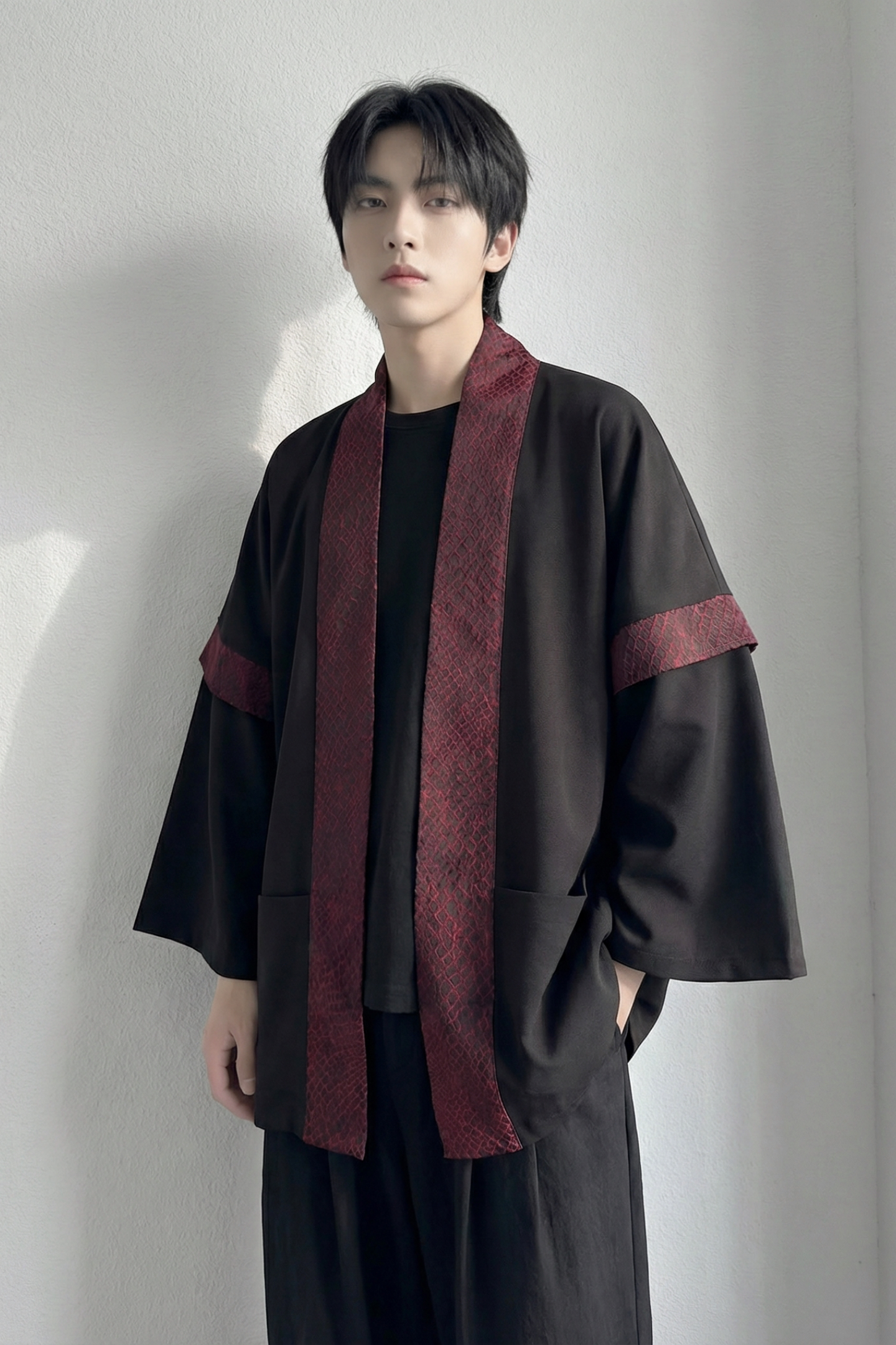 现货春秋风蟒纹印花拼接男士道袍汉服D3206-P78,男装民族服装,星座1017