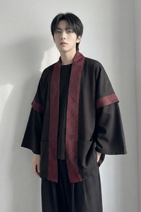 现货 春秋风蟒纹印花拼接男士道袍汉服 D3206-P78图片