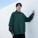 现货慵懒假两件衬衫领卫衣日系情侣碎花上衣A881-P65，男装衬衫，星座1017