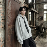 现货小众烫钻可拆卸领带设计连帽卫衣重磅宽松慵懒外套W2056-P89，女装短外套，星座1017