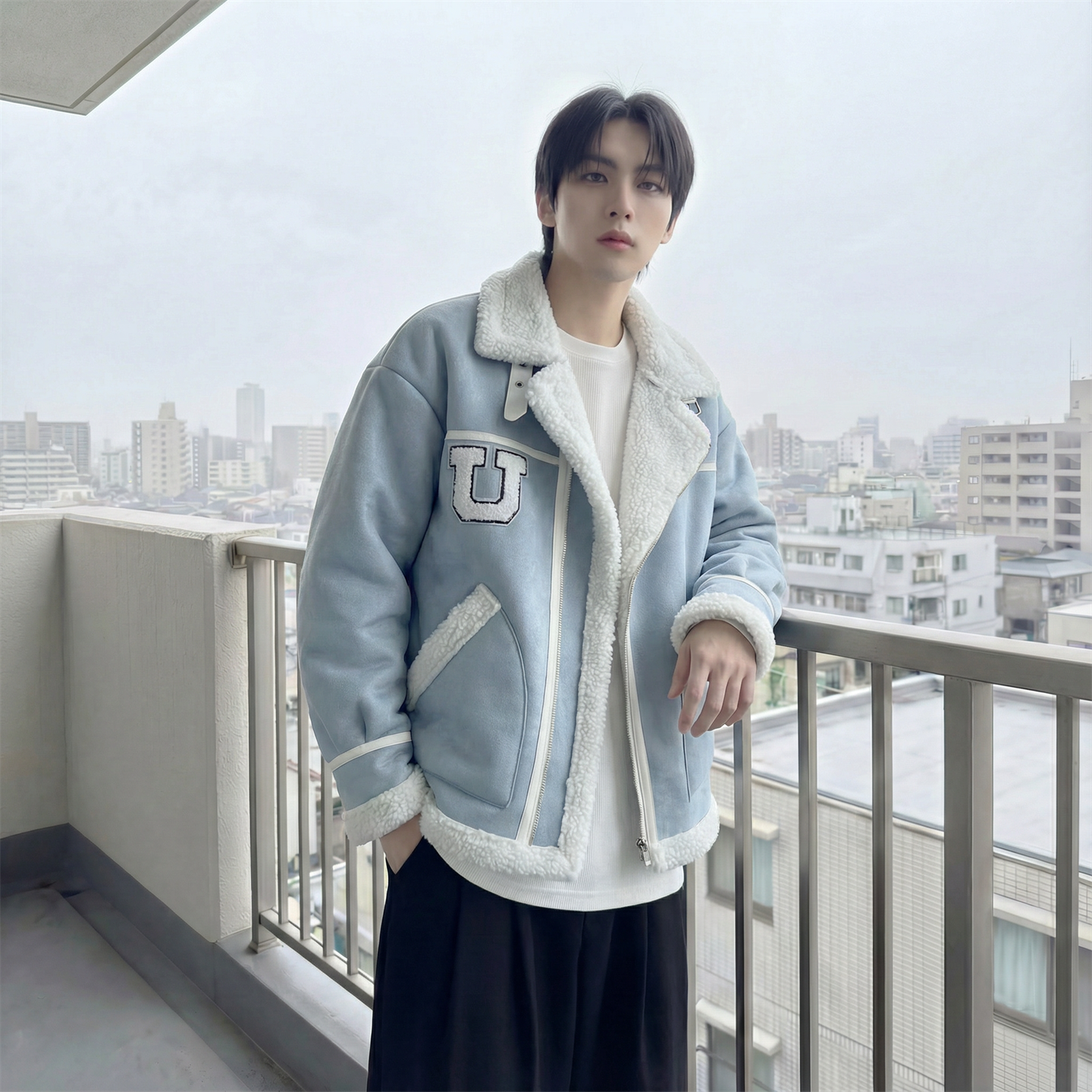 现货皮毛一体外套冬季校园宽松棉服潮男大码棉衣4725-P115,男装棉衣,星座1017