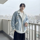 现货皮毛一体外套冬季校园宽松棉服潮男大码棉衣4725-P115，男装棉衣，星座1017