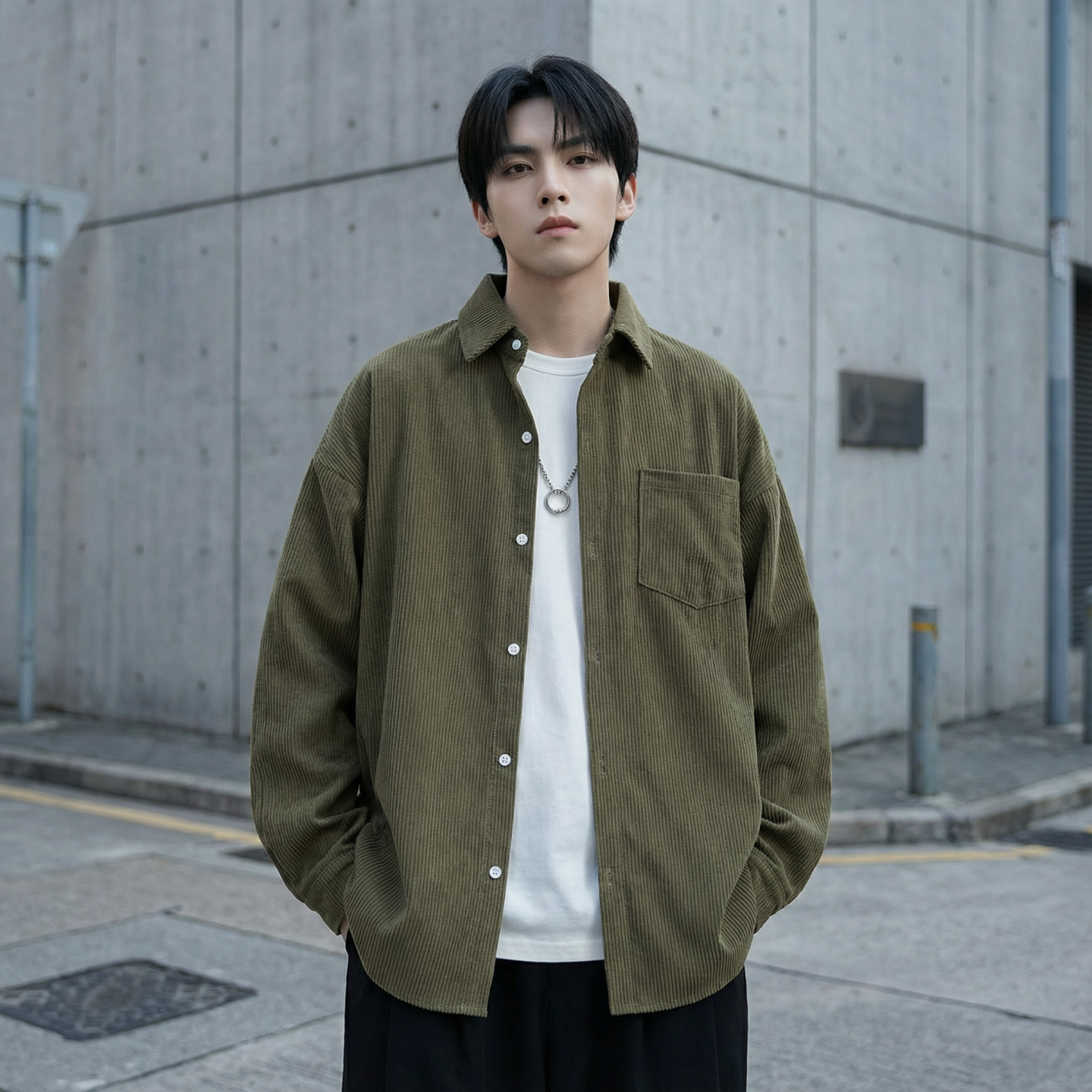 现货灯芯绒高级感长袖衬衫男休闲衬衣外套C963-P48,男装衬衫,星座1017