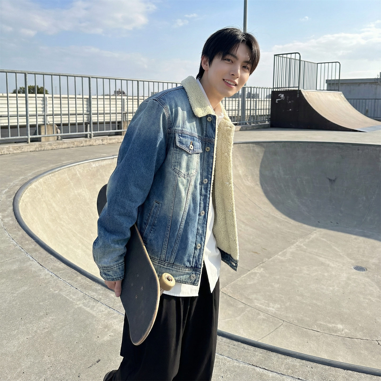 新款现货做旧羊羔绒牛仔外套保暖棉服夹克Q2053-P138,男装工装外套,星座1017